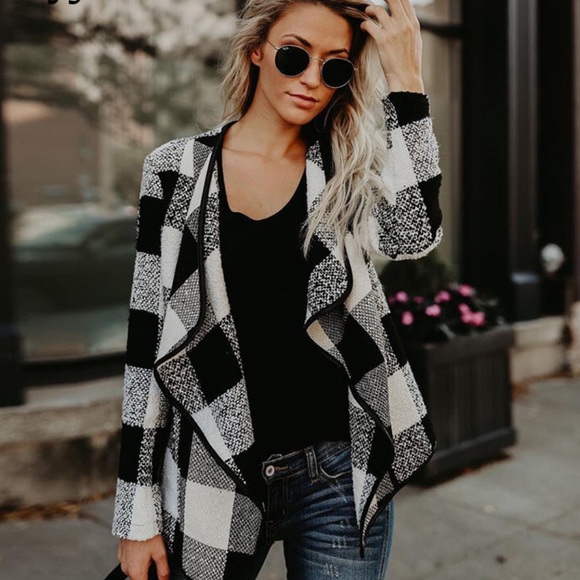 REDUCED! Plaid Cascade Open Waterfall Cardigan - Picture 8 of 8